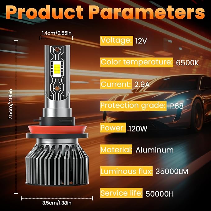 Driving Light Bulb Fit for Chevy Tahoe 2007 2008 2009 2010 2011 2012 2013 2014 2015 High Low Beam Fog Light Bulbs Combo Pack,6500K White Car Lamp Kit,Plug and Play,IP68 6-Pack