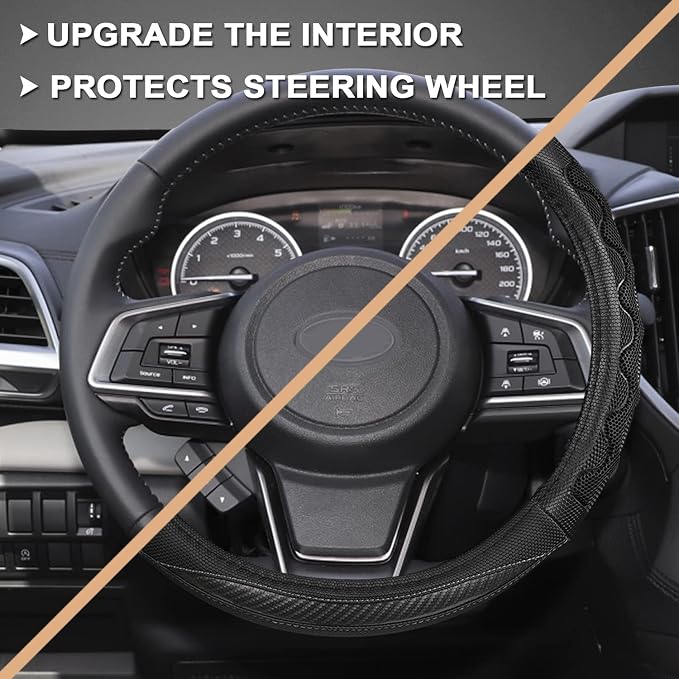 GIANT PANDA Steering Wheel Cover for Subaru Forester, Car Steering Wheel Cover for Subaru Outback and Crosstrek - Gray