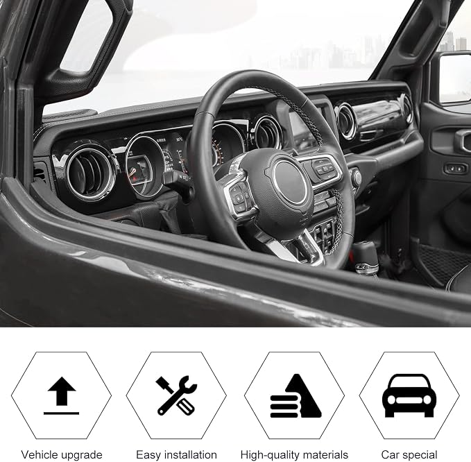 RT-TCZ Center Console Trim Cover Dashboard Control Panel Cover Decorative Interior Accessories for Jeep Wrangler JL JLU & Gladiator JT 2018-2022,Black
