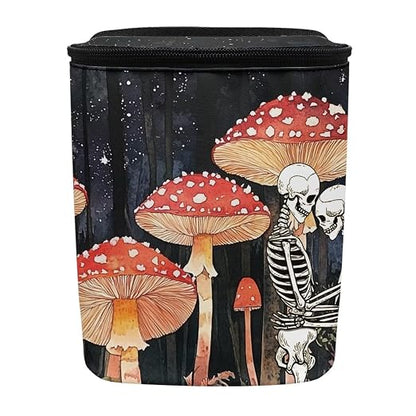 Talayituse Skull Mushroom Print Car Trash Bin, Large Size Auto Trash Can Adjustable Portable Garbage Can with Lid, Vehicle Hanging Bag for Headrest Front Back Seat