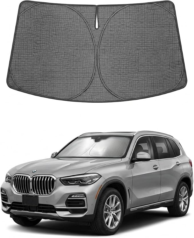 Proadsy Windshield Sun Shade Custom Fit BWM X5 2019-2026 Ice Crystal Black Front Window Sunshade UV and Heat Blocker Foldable Visor Keeps Car Cooler for Summer Parking and Daily Use
