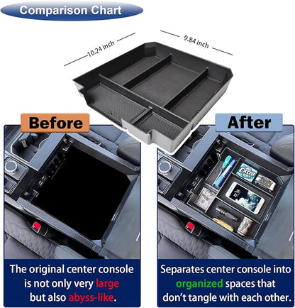 RUNROAD Center Console Organizer Tray Compatible with Toyota Tundra 2022 2023 2024 2025 2026 and Sequoia 2023-2026 Accessories, Insert Armrest Tray Secondary Storage Box Glove Compartment Organizer