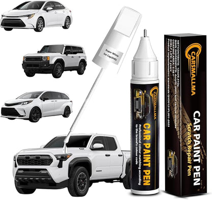 Car Touch Up Paint(040 Super White/Ice Cap) for Toyota, Color Accurate Car Scratch Repair Remover Pen,Automotive Paint Quick & Easy to fix vehicle Chips and Nicks Scuff