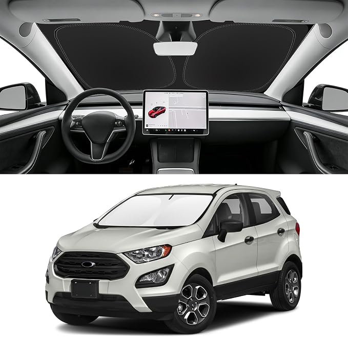 Custom Fit Windshield Sun Shade for Ford EcoSport 2018-2022, Blocks UV & Heat, Front Window Sunshade Accessorie, Easy Fold & Store Keep Your Car Cooler