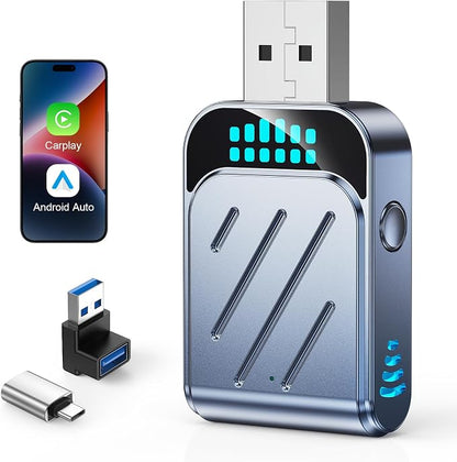 Wireless CarPlay Adapter, Dual System iOS10+ Android11+, One-Click Disconnect, Metal Fast Heat Dissipation, HD Video Playback, Latest WiFi Bluetooth, Fast Connect, Plug and Play