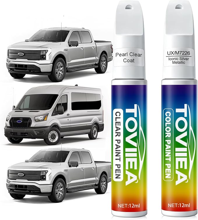 Ingot Silver Metallic(UX/M7226) Touch Up Paint Compatible with Ford,2-In-1 Car Scratch Remover Pen,Car Paint Scratch Repair Kit for Scratches,Chips & Nicks,2-PCS SET