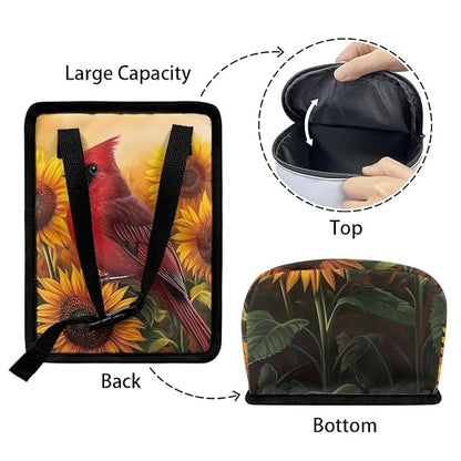 Talayituse Cardinal Sunflower Print Car Trash Can Portable Auto Garbage Bin Multifunctional Vehicle Interior Accessories with Adjustable Straps Universal Fit Truck SUV Sedan