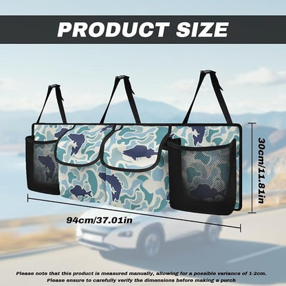 Fish Hunter Camo Car Trunk Organizer Space Saving Hanging Automotive Back Seat Organizers Storage Bag with 4 Pocekts Car Accessories Interior for Most Cars,SUV,Sedan