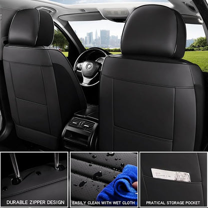 MINGBRON Front Car Seat Covers,Car Seat Protector Waterproof,Seat Covers Front Set, Car Seat Protectors,Automotive Seat Covers Fit for Most Cars Black