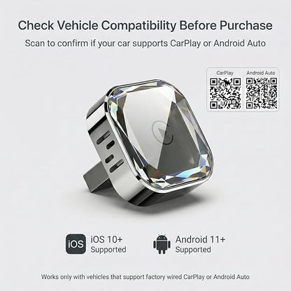 2-in-1 Wireless CarPlay Adapter & Wireless Android Auto Adapter, 5.8GHz Mini Dongle, Converts Factory Wired to Wireless, USB-A/USB-C, Auto Reconnect for Cars 2016+