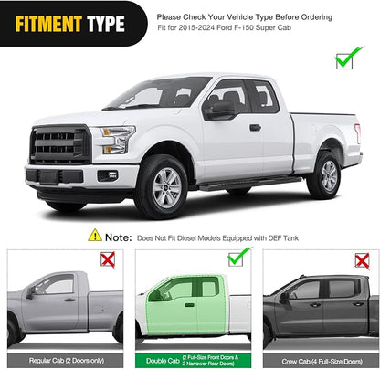 Nilight Running Boards for 2015-2026 Ford F150 Quad Cab 2 Full-Size Door & 2 Half-Size Door 6 Inch Side Step Nerf Bars Stainless Steel Black