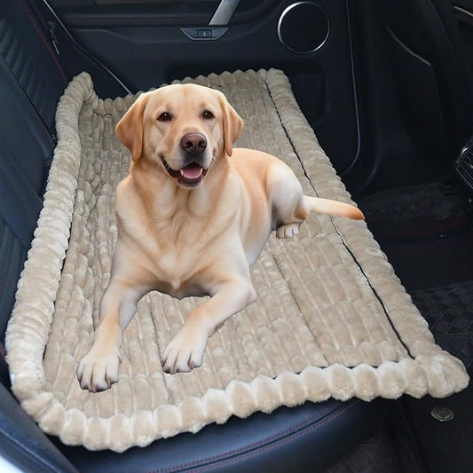 Dog Car Seat Waterproof Bed Cover Non-Slip Car Back Seat Soft and Comfortabl Pet Bed Mat Car Blanket for Travel Backseat Extender Seat Covers Dog Bed for Cars Trucks and SUVs (Brown Cover 23.6” x 51”)