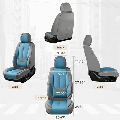 Coverado Seat Covers, Car Seat Covers Front Seats, Leather Seat Covers for Cars, Car Seat Protector Waterproof, Gray Car Seat Cushion, Front Carseat Cover Universal Fit for Most Cars Blue
