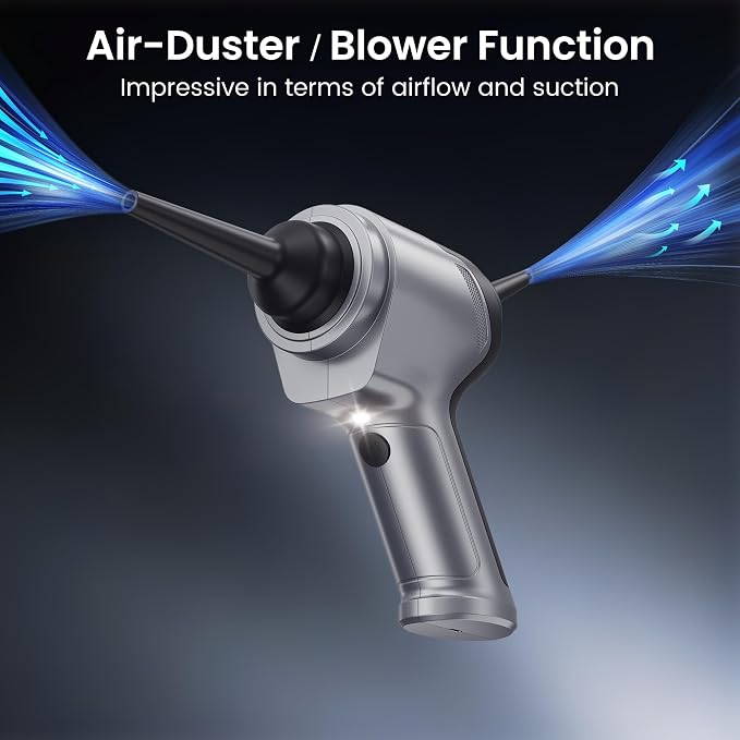 Hand Held Vacuum Car Vacuum Cleaner 18000PA High Power, 4-in-1 Air Duster & Air Blower & Pump Cordless Rechargeable Mini Small Shop Vac for Household Chores, Flooring, Car, Pet Hair