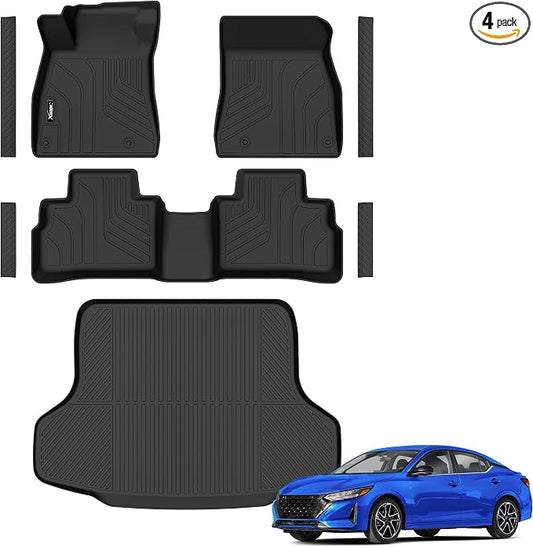 Floor Mats for 2020-2025 Nissan Sentra with Cargo Liner All Weather TPE Protection Floor Liners Full Set with Trunk Mat for 2025 Nissan Sentra Accessories