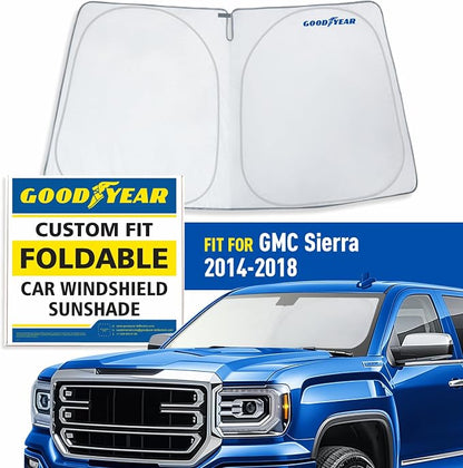 Goodyear Foldable Windshield Sunshade for GMC Sierra 2014-2018, Truck car Accessories, Sunshade Cover, Sun Shade Car Windshield, Window Sun Blocker - GY008226