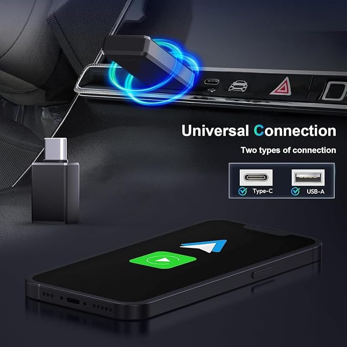 PWAYTEK Wireless CarPlay and Android Auto Adapter, 2-in-1 Mini USB Dongle, Convert Wired CarPlay to Wireless, Fast & Stable Connection for iPhone iOS 10+ and Android 11+