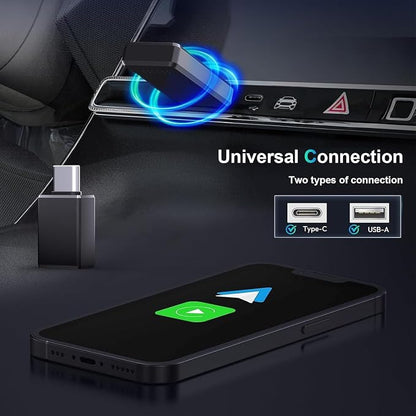 PWAYTEK Wireless CarPlay and Android Auto Adapter, 2-in-1 Mini USB Dongle, Convert Wired CarPlay to Wireless, Fast & Stable Connection for iPhone iOS 10+ and Android 11+