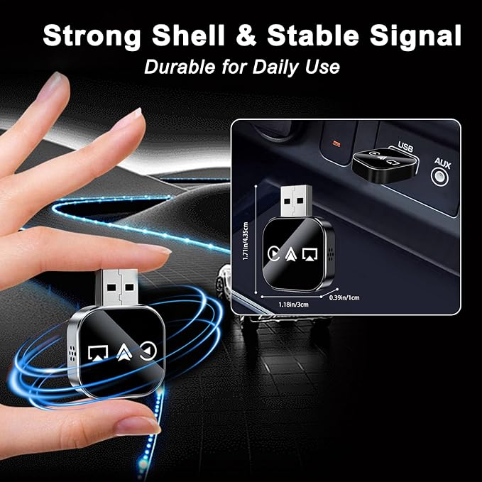 2026 Upgrade 3 in 1 Screen Mirror iOS Phone, Plug-and-Play Smart Car Interconnection Box with Fast 3s Connection, Voice Control, Split-Screen Display (H-A, for iPhone)