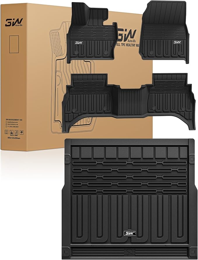 3W Floor Mats & Cargo Liner Fit Range Rover Sport 2023-2025 2026 (Not for Range/Land Rover Discovery Sport) TPE All Weather Custom Fit for Land Rover Sport 1st and 2nd Row Full Set Car Liners, Black
