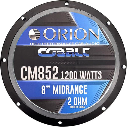 Orion Cobalt CM852 High Efficiency 8" Mid-Range Bullet Loudspeakers, 1200W Max Power, 300W RMS, 2 Ohm, 1.5" Voice Coil - Pro Car Audio Stereo, Midrange Speakers (Pair)