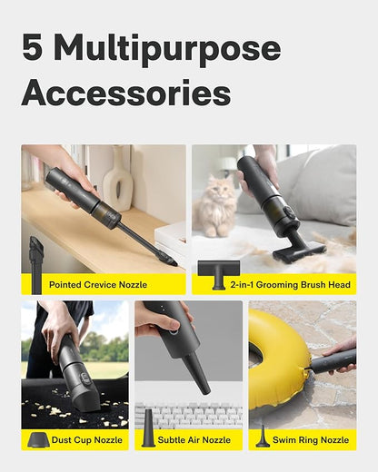 HOTO Handheld Car Vacuum Cleaner Cordless, 4-in-1 Portable Mini Vacuum with 20000Pa Strong Suction, Electric Compressed Air Duster Blower for Car, Desk, Keyboard, Home, Office