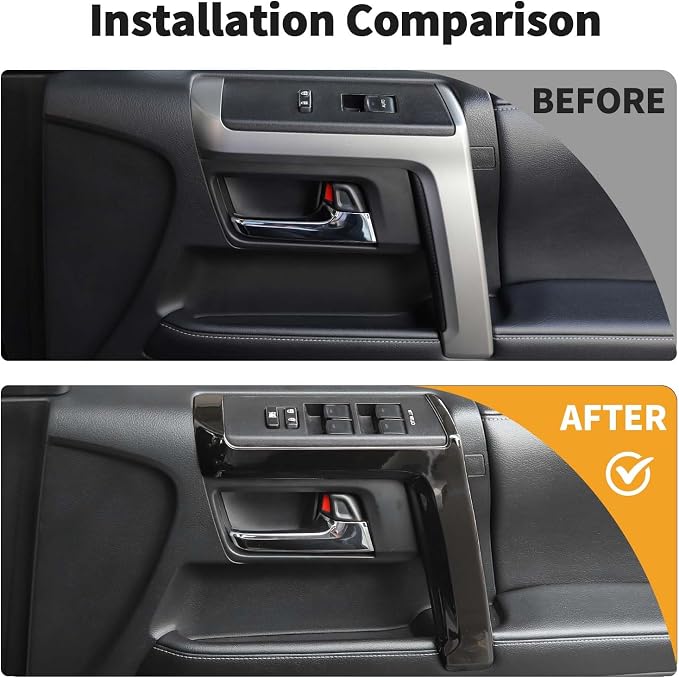 Voodonala for 4Runner Inner Door Handle Door Pull Cover Trim Decoration Garnish for Toyota 4Runner Interior Accessories 2010-2025+ 4pcs Black