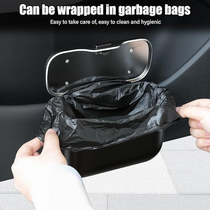 UYYE Car Trash Can, Car Garbage Bin with Lid & Handle - Leak-Proof Mini Trash Can for Car, Truck, SUV - Essential Car Accessories for Organization (Black)