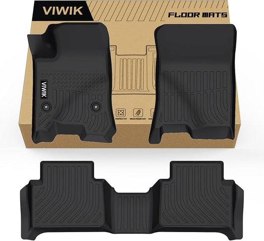 VIWIK Floor Mats for Chevy Colorado Crew Cab 2023-2026 / for GMC Canyon Crew Cab, All Weather Car Mats TPE Rubber Automotive Floor Liners Front & Rear 1st and 2nd Row Black