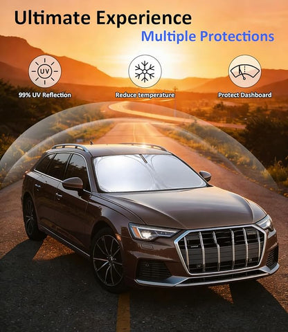 Windshield Sun Shade for 2019-2026 Audi A6 Accessories, | Front Window Sun Visor Protector & Heat Shield, 240T Sunshade Protection Blocks UV Rays, Car Accessories