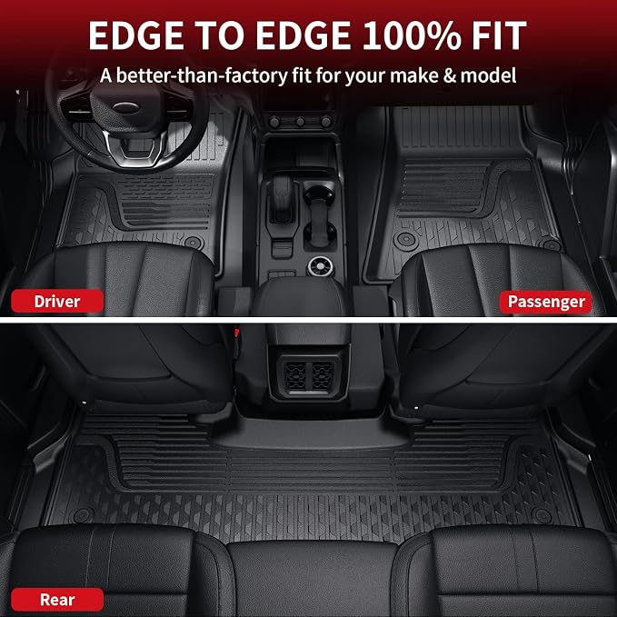 LASFIT Floor Mats for Ram 1500 Quad Cab 2025 2026 Bucket Seat(Not for Bench Seating), All Weather TPE Custom Fit Car Mats Floor Liners 1st & 2nd Row, Black