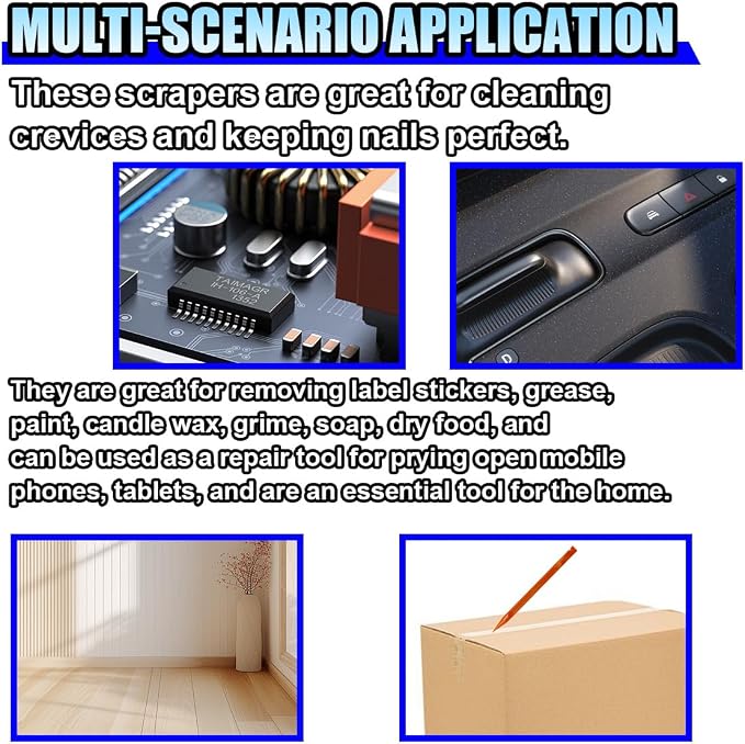 3PCS Plastic Scraper Tool - Multi-Purpose Non-Scratch Scrapers Cleaning Tool for Tight Spaces - Pen-Shaped Label Sticker Remover Scraper for Car Detailing Kitchen Crevices Gaps (Orange)