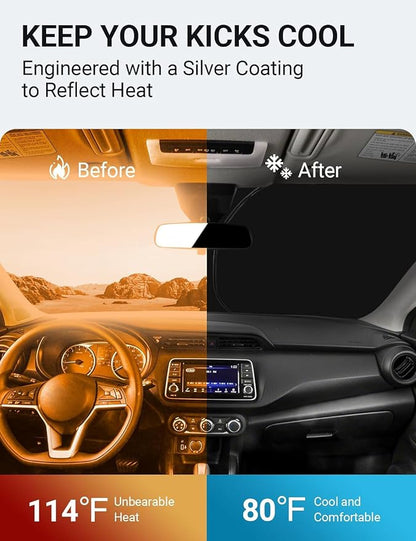 Proadsy Windshield Sun Shade for Nissan Kicks 2018-2025 Custom Fit S, SV, SR Crossover 4-Layer Foldable Front Sunshade Protector Sun Visor Blocks UV Rays Keep Car Cooler