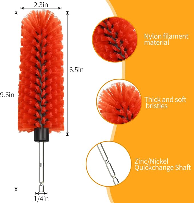Drill Brush for Car Wheel and Bottle, Highly Dense and Durable Car Cleaning Brush for Wheels, Rims, Engines, Exhaust, Bottle