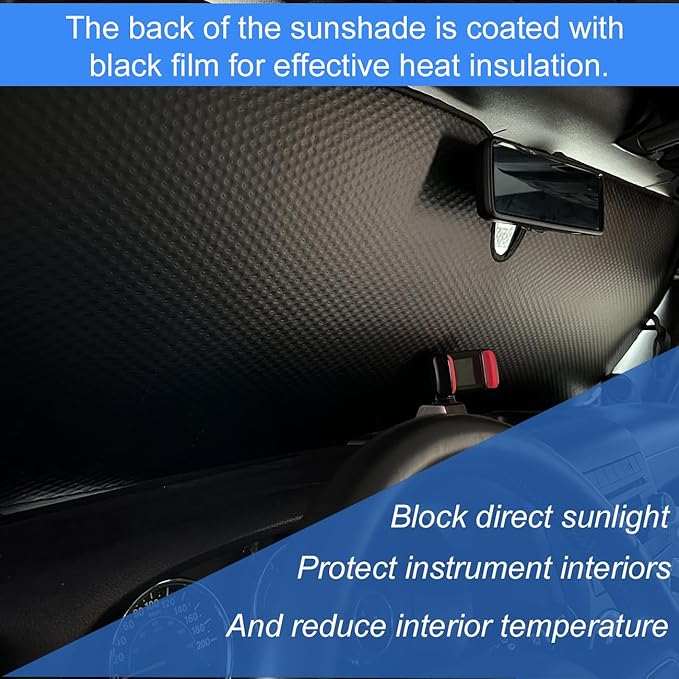 Windshield Sun Shade for Jeep Wrangler JK JKU JL JLU1997-2024,Window Sun Visor for UV Rays & Heat Protection,Duck Windshield Sunshade