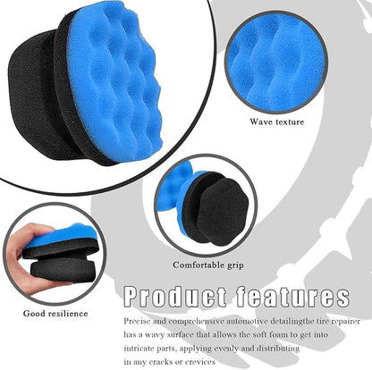KVAEY 2 PCS Tire Dressing Applicator Pads, Reusable Hex Grip Tire Shine Applicator Polishing Sponge Pads, Wheel Tire Shine Detailing Foam for Most Vehicles, Car Accessories (Blue, 4.33")