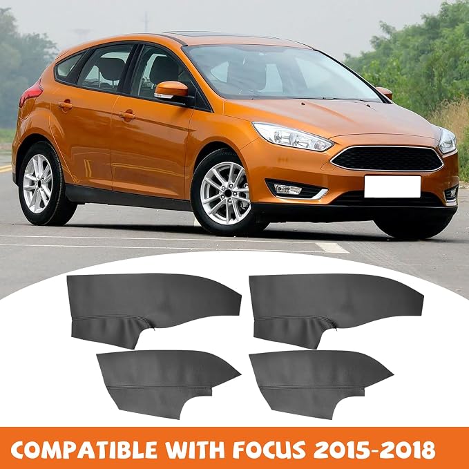 RUIANTE 4pcs Door Panel Cover Trim Replacement Compatible for Focus 2015-2018 Car Interior Accessories (Black)