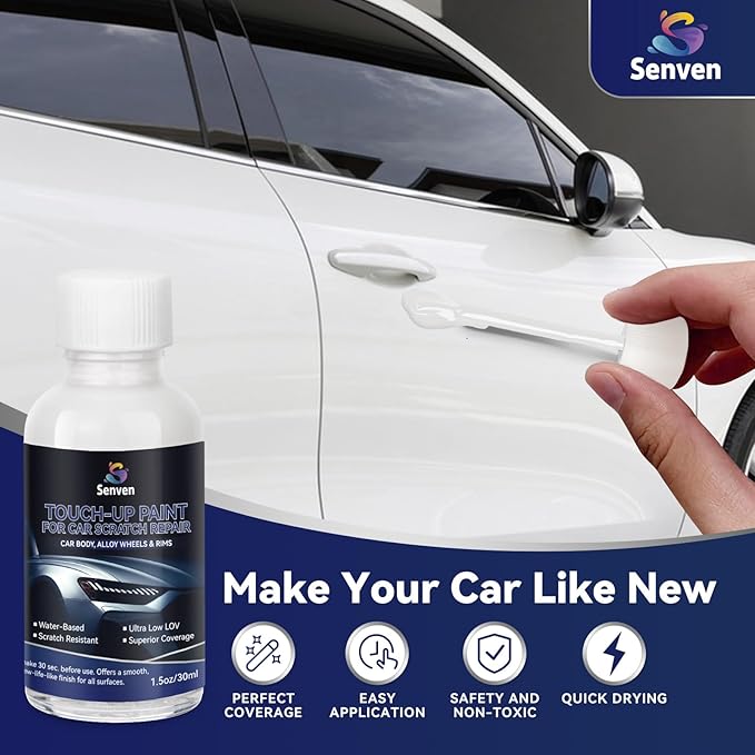 Car White Paint Touch Up Cars Scratch Repair for Vehicles, Rim High-Gloss White Paint Pen 30ML Quick Drying Automotive Scratch Repair, Non-toxic 1.5 oz Easy to Use