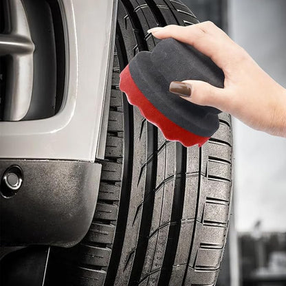 2PCS Car Tire Dressing Applicator Pads, Reusable Hex-Grip Vehicle Wheel Wax Buffing Dressing Sponge Pad, Automotive Tire Shine Detailing Foam Tool, Universal Fit (4.33Inch/Red)