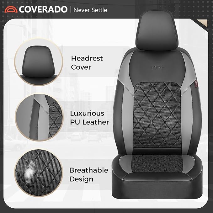 Coverado Car Seat Covers, Seat Covers Full Set, 5 Seats Automotive Seat Cover, Mesh Breathable Seat Protectors, Universal Fit for Most Cars
