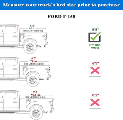 Toptiny Soft Folding Truck Bed Tonneau Cover |TSTF016|Fits 2015-2026 Ford F150 5'5"Bed (66")
