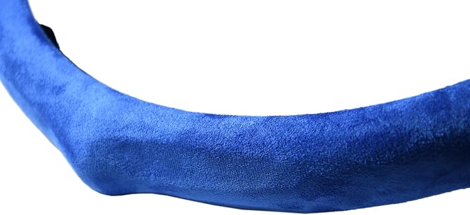 Quick Install Sporty Blue Suede Steering Wheel Cover Universal fit Any 14.5 to 15 inches Car Sedan Coupe SUV Pickup