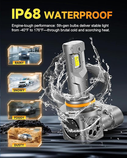 2026 Upgraded 9005/HB3 9006/HB4 LED Bulbs,𝟏𝟓𝟎𝟎𝟎𝟎𝐋𝐌 𝟏𝟒𝐗 Ultra Bright,𝟏:𝟏 Mini Size, 6500K White, 70,000Hrs Longer Lifespan with Cooling Fan, Plug and Play,Trailer Fenders Pack of 4