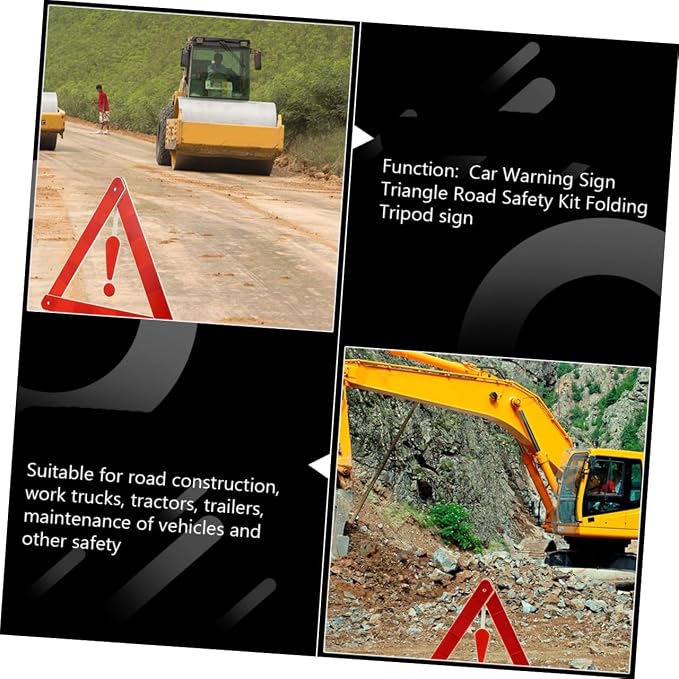 4pcs Warning Triangle Auto Safety Sign Car Kit Tripod Road Safety Kit and Firm