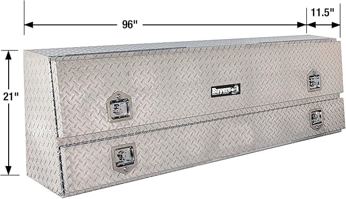 Buyers Products - 1705660 Contractor Toolbox With Drop Door, Diamond Tread Aluminum, 96 Inches