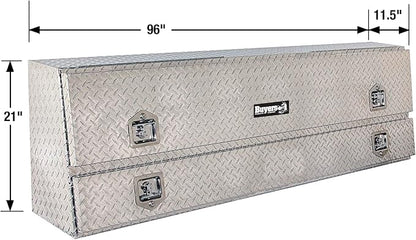 Buyers Products - 1705660 Contractor Toolbox With Drop Door, Diamond Tread Aluminum, 96 Inches