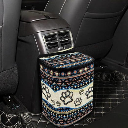 BIGCARJOB Southwest Paw Car Trash Bags Hanging Automotive Car Garbage Bin with Adjustable Straps Reusable Auto Trash Bin Garbage Bags for Front Seat Multipurpose