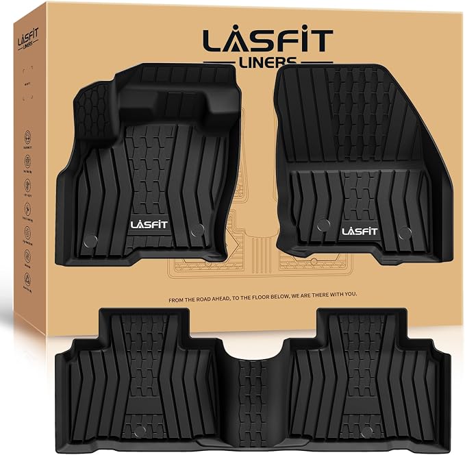 LASFIT Floor Mats for 2019-2023 Lincoln Nautilus & 2016-2018 Lincoln MKX, Custom Fit Full Coverage TPE Floor Liners, All Weather Front Rear Set, Black