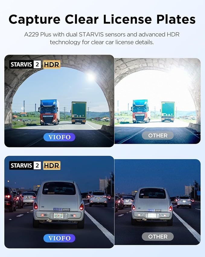VIOFO A229 Plus Dash Cam Front and Rear, Dual STARVIS 2 Sensors, 2 Channel HDR, 1440P+1440P Voice Control Car Dash Camera, 5GHz Wi-Fi, Voice Control, Ultra-Precise GPS