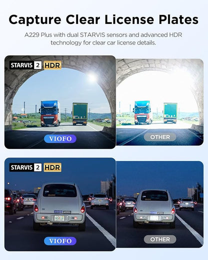 VIOFO A229 Plus Dash Cam Front and Rear, Dual STARVIS 2 Sensors, 2 Channel HDR, 1440P+1440P Voice Control Car Dash Camera, 5GHz Wi-Fi, Voice Control, Ultra-Precise GPS